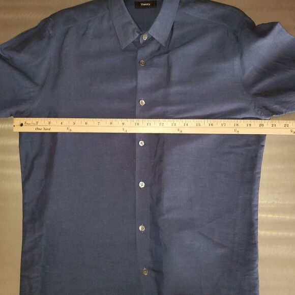 Theory Men´s Zack Ramiro Linen Cotton Blend Button Front Long Sleeve Shirt M - Picture 7 of 11